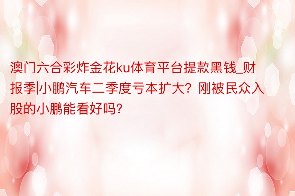 澳门六合彩炸金花ku体育平台提款黑钱_财报季|小鹏汽车二季度亏本扩大？刚被民众入股的小鹏能看好吗？